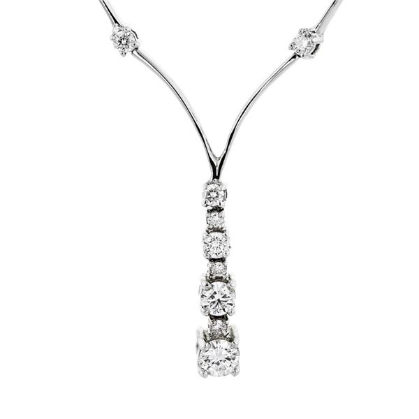 14K White Gold 1.40ctw Diamond V-Style Necklace
