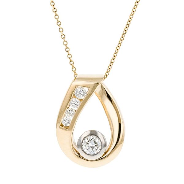 14K Two-Tone Gold 0.45ctw Diamond Pendant
