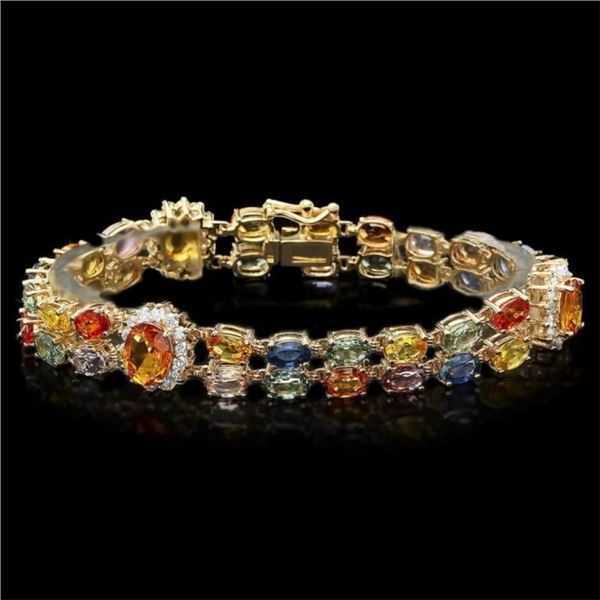 14k Gold 27.00ct Sapphire & 1.50ct Diamond Bracel