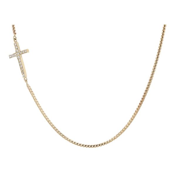14K Yellow Gold 0.15ctw Diamond Cross Necklace