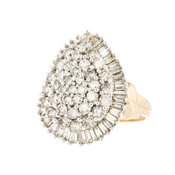 14K Two-Tone Gold 4.35ctw Diamond Pear Ring