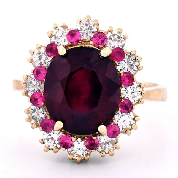 14K Yellow Gold 3.50ct Ruby & 1.20ct Diamond Ring