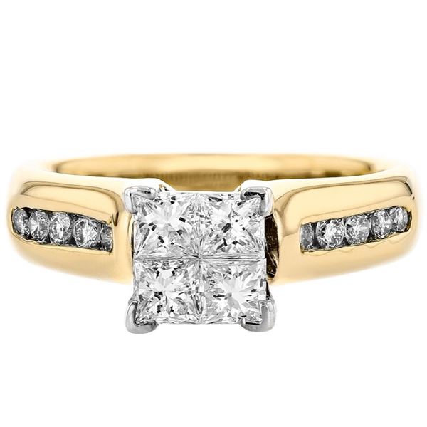14K Two-Tone Gold 0.85ctw Diamond Princess Ring