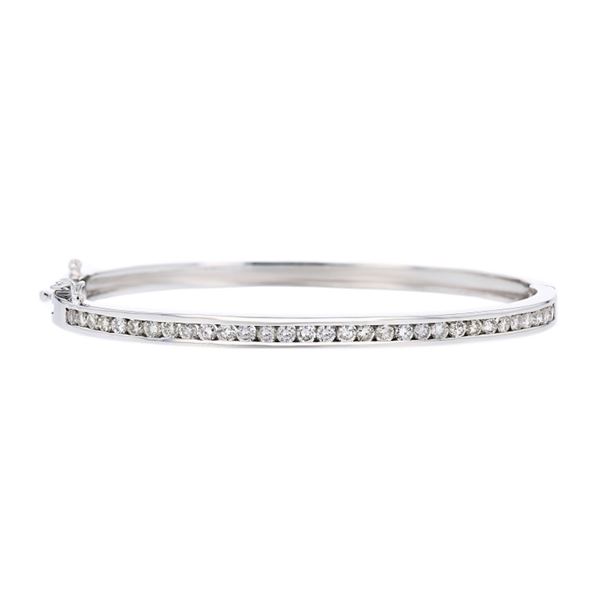 14K White Gold 1.65ctw Diamond Bangle