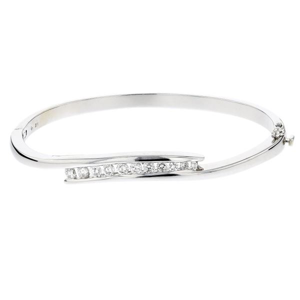 14K White Gold 0.90ctw Diamond Bangle