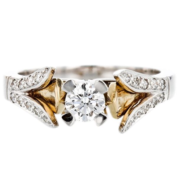 18K Two-Tone Gold 1.00ctw Diamond Engagement Ring