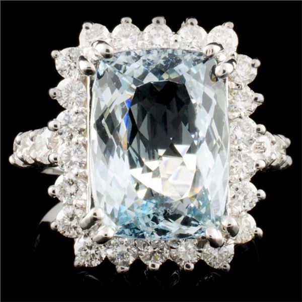14K Gold 5.20ct Aquamarine & 1.20ctw Diamond Ring
