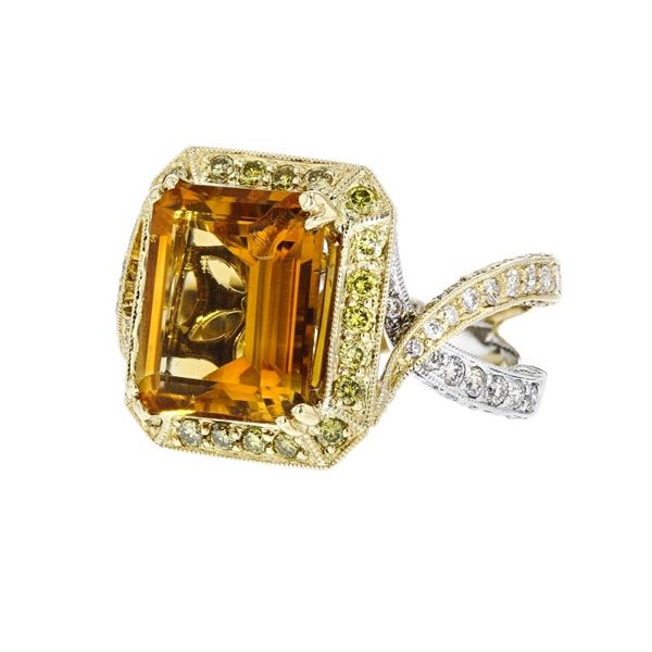 18K Two-Tone Gold 5.00ct Citrine & 2.00ctw Diamond
