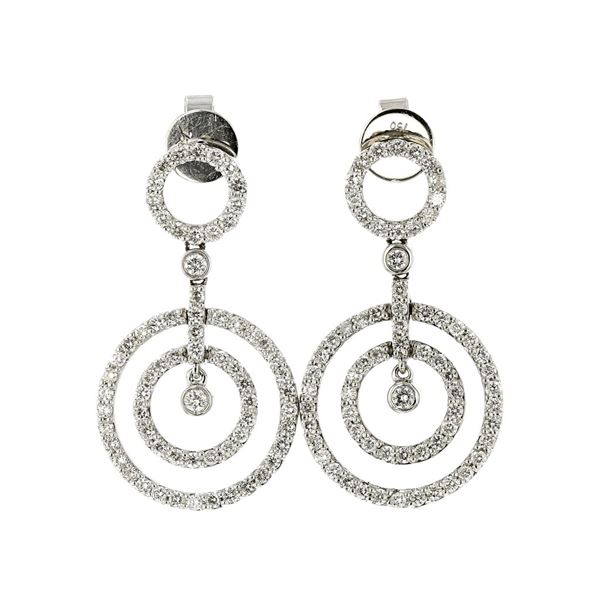 18K White Gold 2.10ctw Diamond Dangling Earrings
