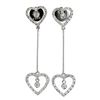 Image 2 : 18K White Gold 0.70ctw Diamond Dangling Heart Earr
