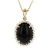 Image 4 : 14K Yellow Gold 18MM Black Onyx & 0.40ctw Diamond
