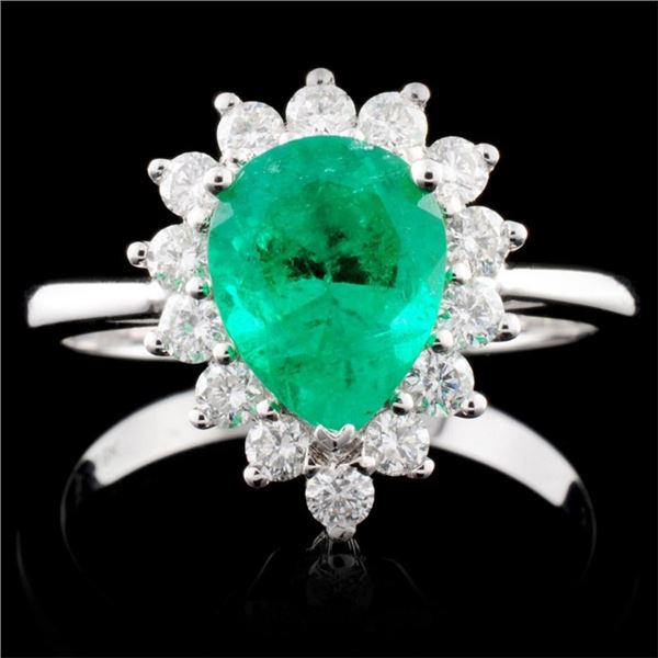 18K Gold 1.35ct Emerald & 0.45ctw Diamond Ring