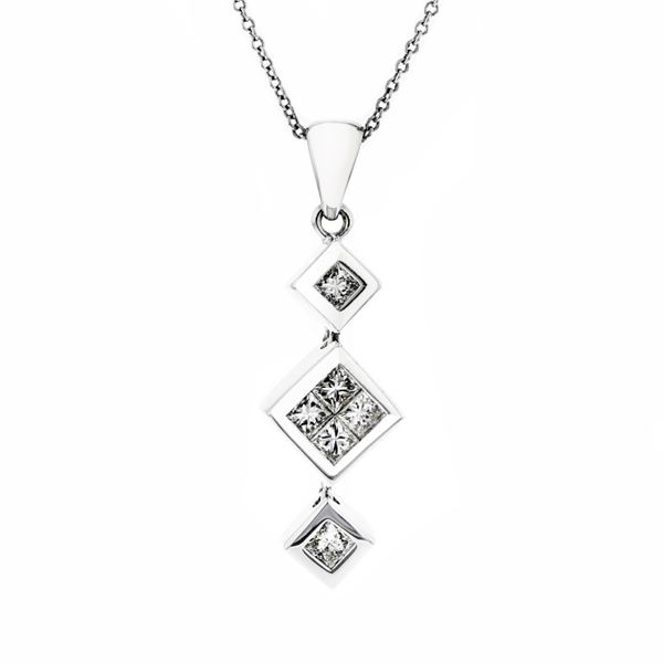14K White Gold 0.55ctw Diamond Drop Pendant