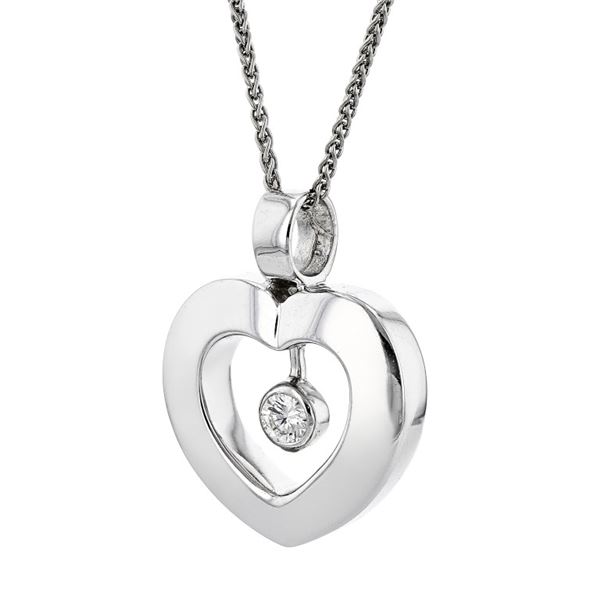 14K White Gold 0.15ctw Diamond Heart Pendant