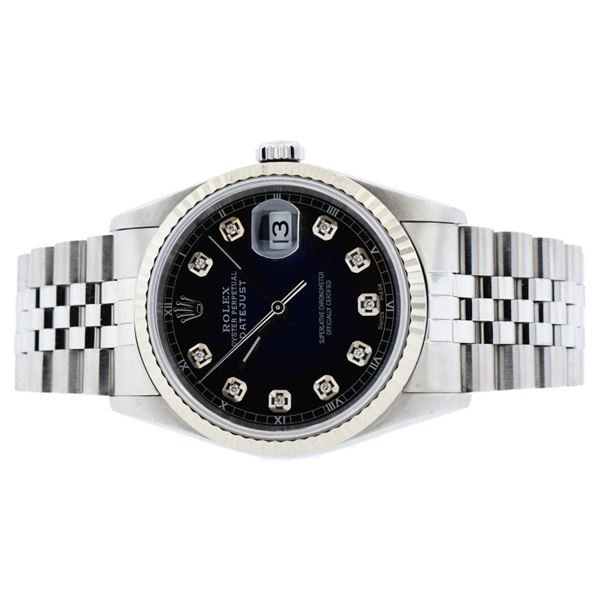 Rolex DateJust SS Vignette Blue Diamond 36 Watch