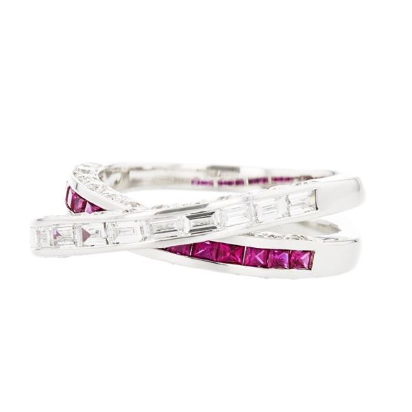 18K White Gold 0.60ct Ruby & 1.80ctw Diamond Ring