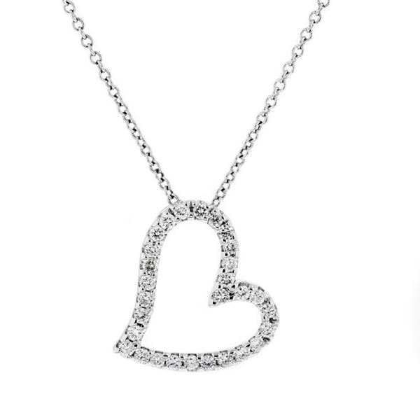 14K White Gold 0.30ctw Diamond Drop Heart Pendant