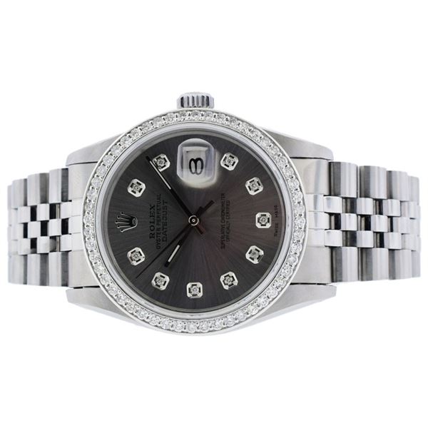 Rolex DateJust SS Slate 1.50ct Diamond 36 Watch