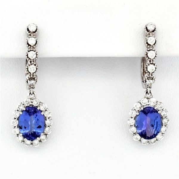 14K Gold 3.00ct Tanzanite & 1.15ct Diamond Earring