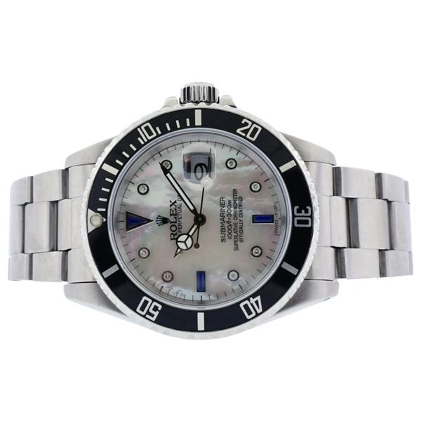 Rolex Submariner SS White MOP Serti 40 Wristwatch