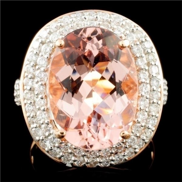 14K Rose Gold 7.65ct Morganite & 1.10ctw Diamond R