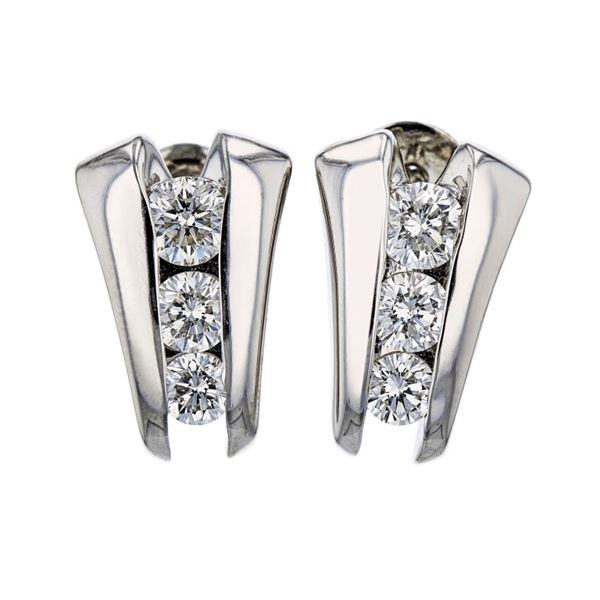 14K White Gold 1.45ctw Diamond Earrings