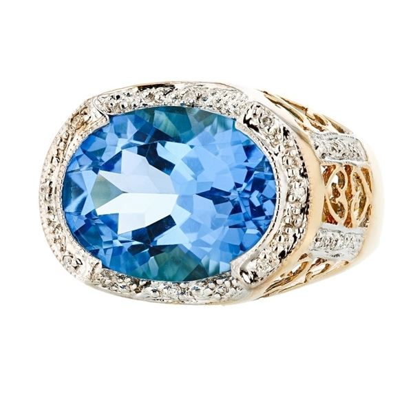 14K Yellow Gold 15.00ct Topaz & 0.15ctw Diamond