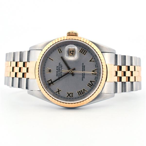 Rolex DateJust YG/SS Slate Roman Numeral 36 Watch