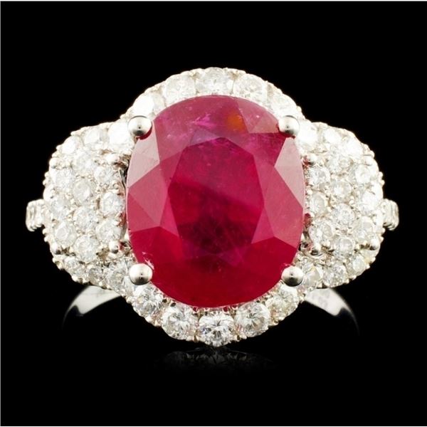 14K Gold 5.00ct Ruby & 1.00ctw Diamond Ring