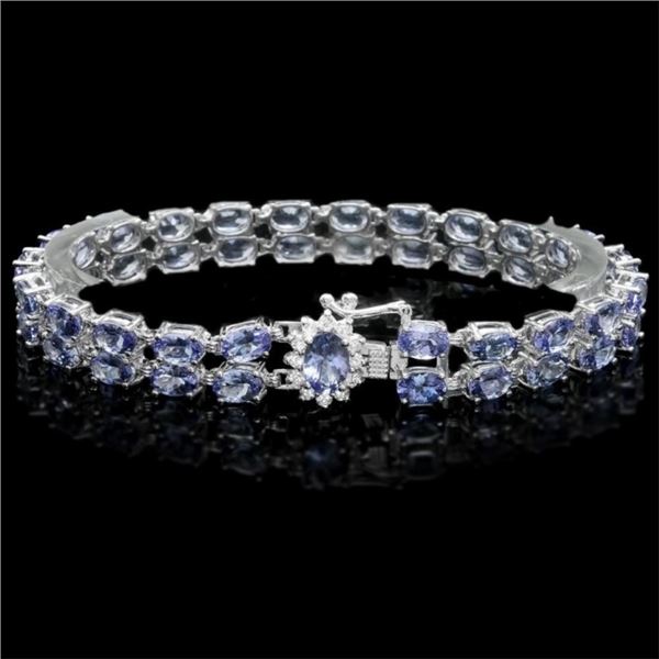 14k Gold 20.00ct Tanzanite & 0.50ct Diamond Bracel