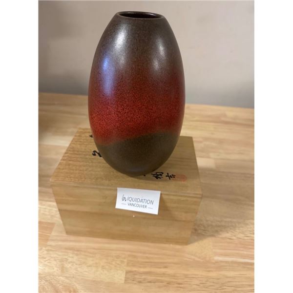 Vase - Red and Brown Glazed Ceramic
