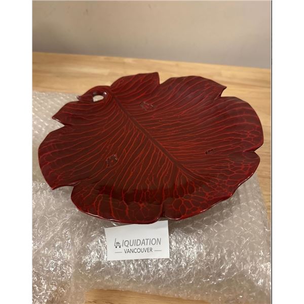 Red Leaf Shaped Decorative Tray