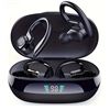 Image 1 : Brand New A3 Wireless Sport Earbuds with Ear Hooks & LED Charging Case – Black