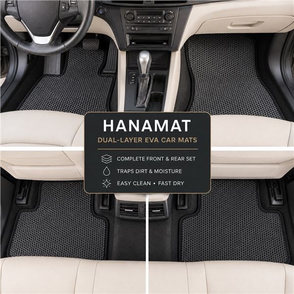 Brand New HanaMat Dual-Layer EVA Car Mat Set for Mid-Size SUVs – Black