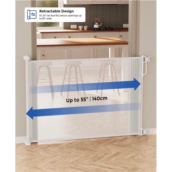 Brand New Retractable Safety Gate 55” x 34” – White