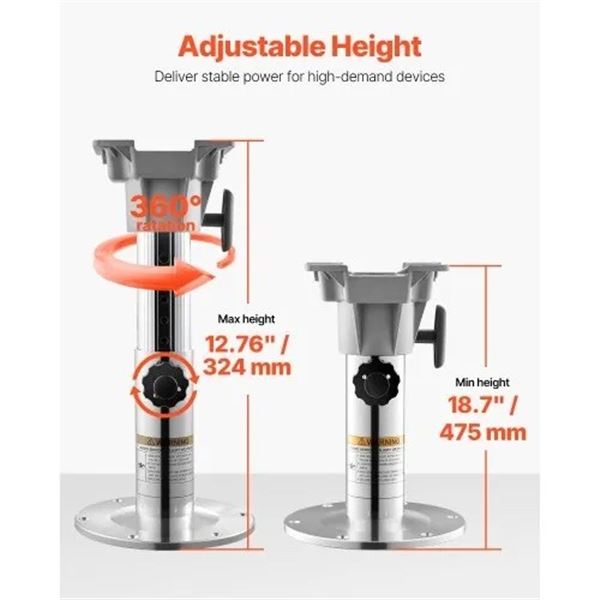 Brand New Adjustable Boat Seat Pedestal – 12.76 to 18.7 in Aluminum Marine Base