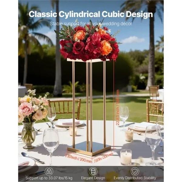 Brand New 10-Piece 23.62-Inch Gold Wedding Flower Stand Set
