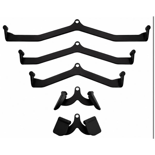 Brand New Kipika LAT Pull Down Bars Cable Machine Attachment Set – 5 Piece (12”, 2