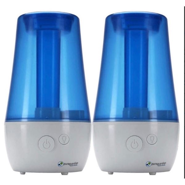 PureGuardian 70-Hour Ultrasonic Humidifier 2-Pack – TESTED RETURNED SOLD AS IS.