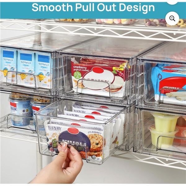 Brand New Vtopmart 4-Pack Clear Stackable Storage Drawers with Handles