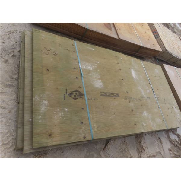 7 sheets of 3/4" Pressure-Treated Plywood, 4 Feet by 8 Feet.
