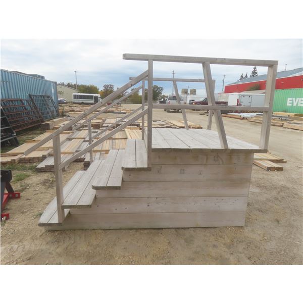 5-Step Wood Stairs with Hand Railing, 38" H × 66" W