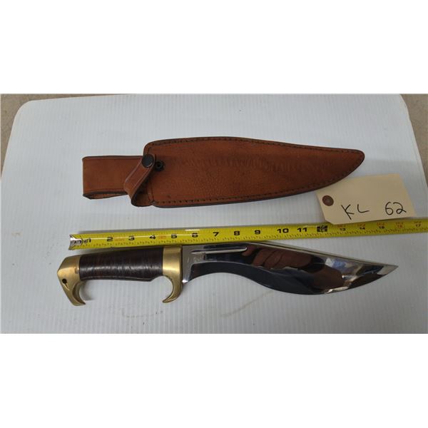 Eagle Head Bowie Knife and Leather Sheath, 15-1/2” Long