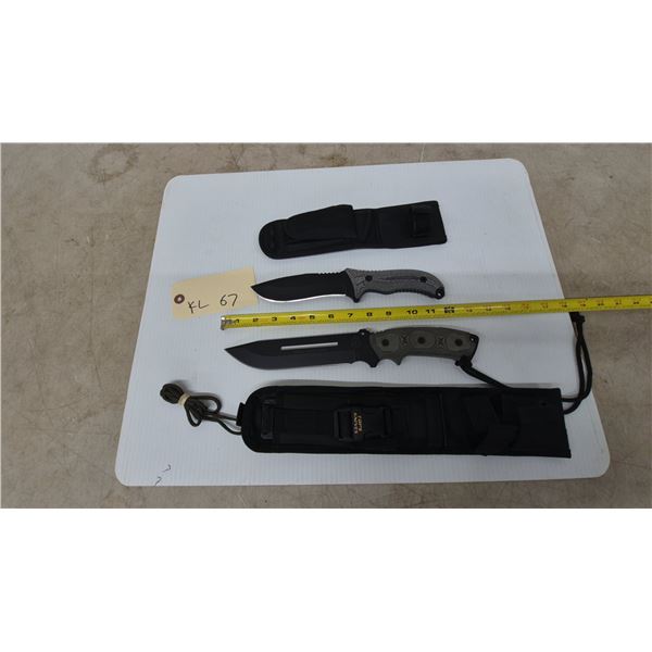 Two Fixed Blade Knives with Sheaths, Schrade and TOPS