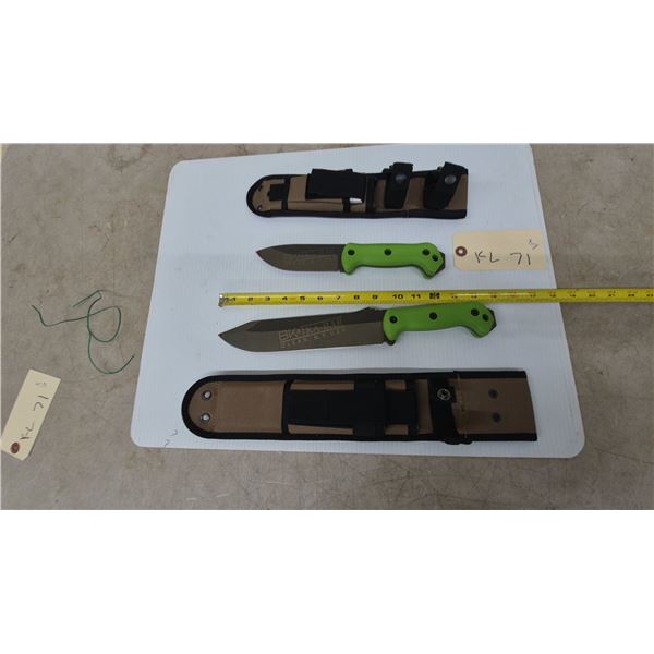 Two BK&T KA-BAR Knives: BK2 and BK9, with Two Sheaths