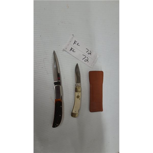Al Mar and Case XX Folding Knives and Leather Sheath