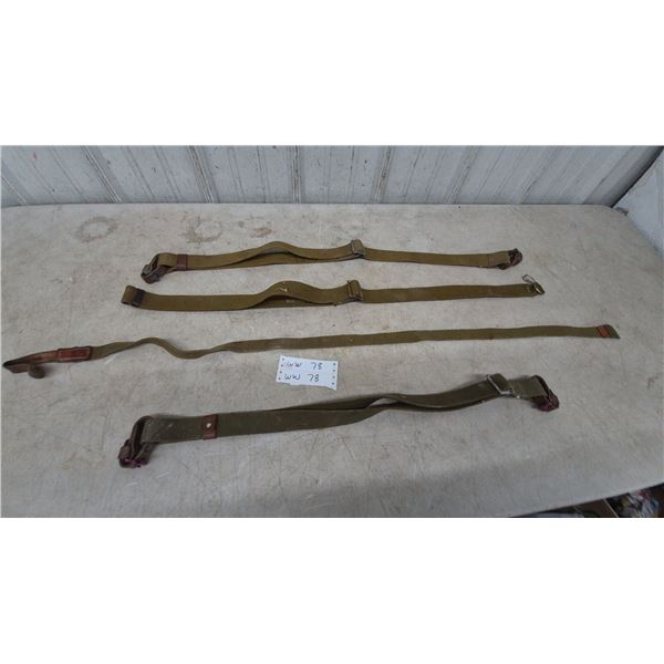 Four Military Canvas and Leather Rifle Slings