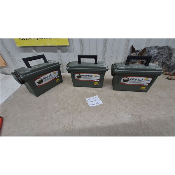 Three Plano Field Boxes with Brass-Bailed Latch