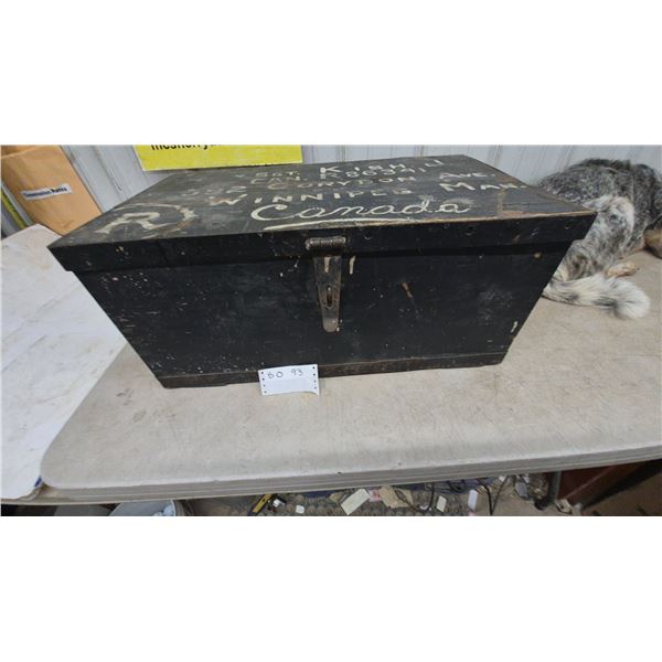 Wooden Military Trunk Marked Sgt. Kish J., Winnipeg