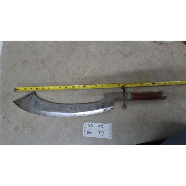 Large Curved Blade Sword with Twisted Handle, 24” Long